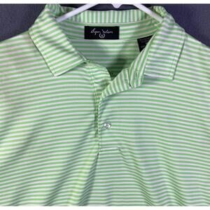 Byron Nelson Burnt Pine Golf Polo Striped Shirt M fits L Stretch Active Casual